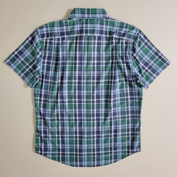 Sonoma Goods For Life® Men's Blue Green Plaid Button-down Short Sleeve Shirt - Picture 11 of 13